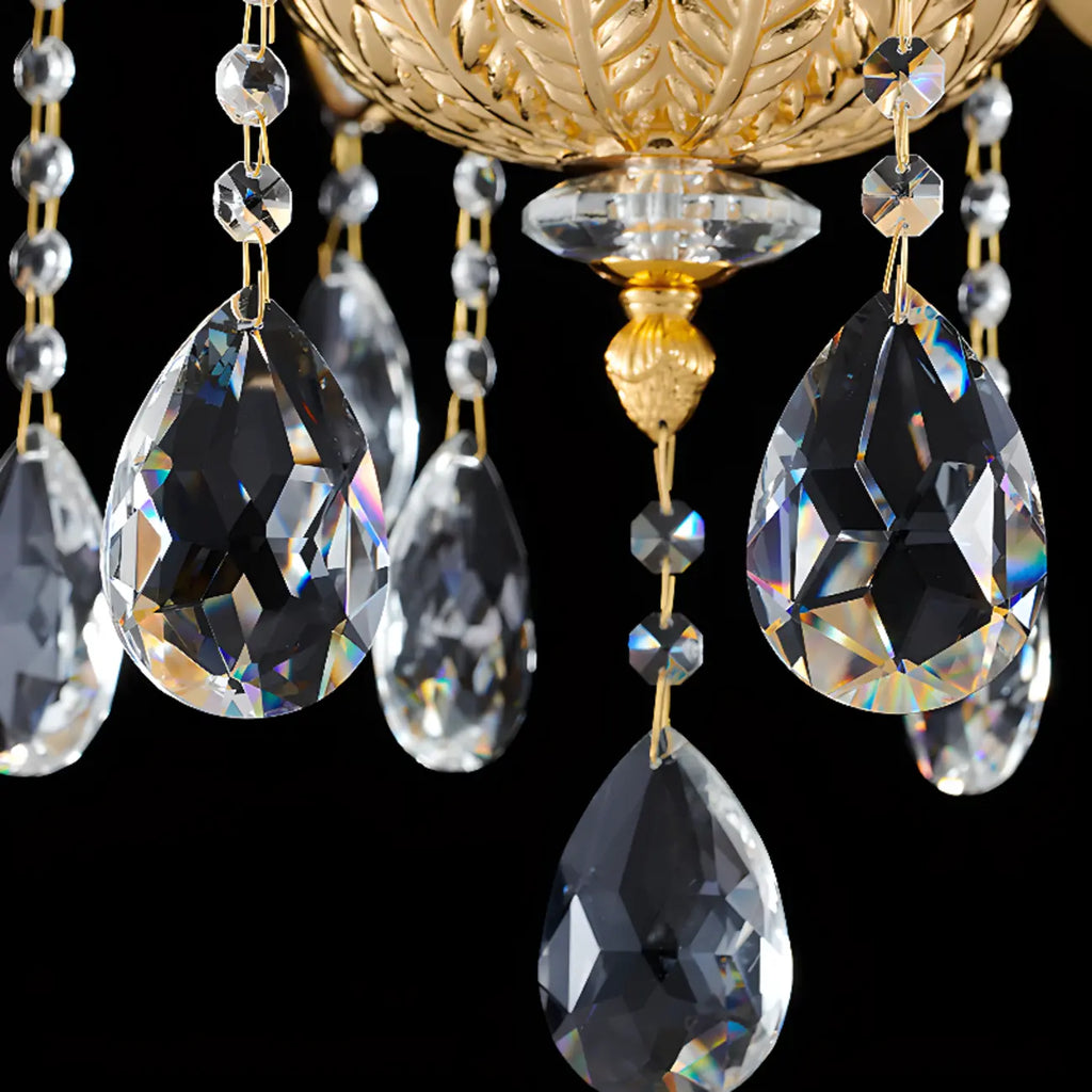 Living Room Golden Crystal Pendant Up Light Chandelier With Candelabra