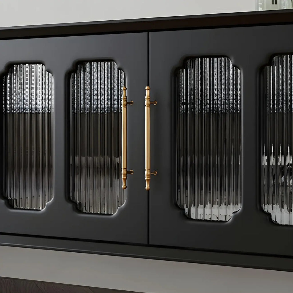 Elegant Black Wooden TV Stand with Drawers and Cabinets
