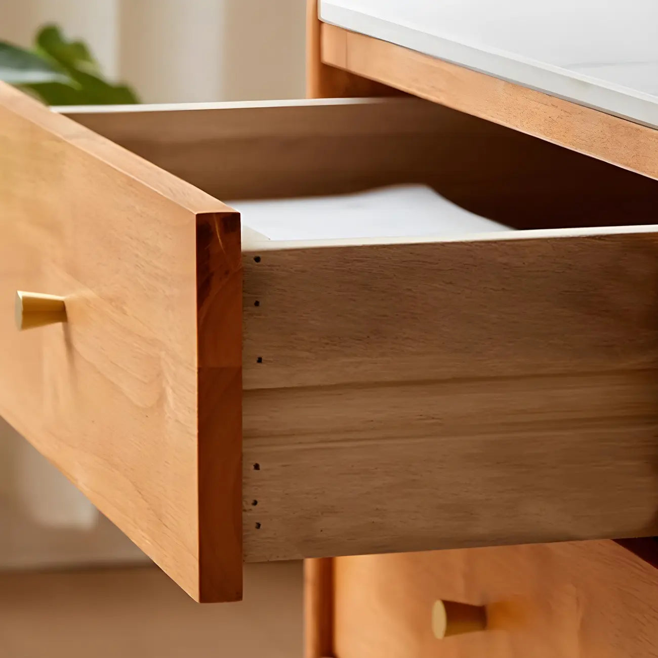 Scandinavian Cherry Wood Open Shelf TV Stand with Legs