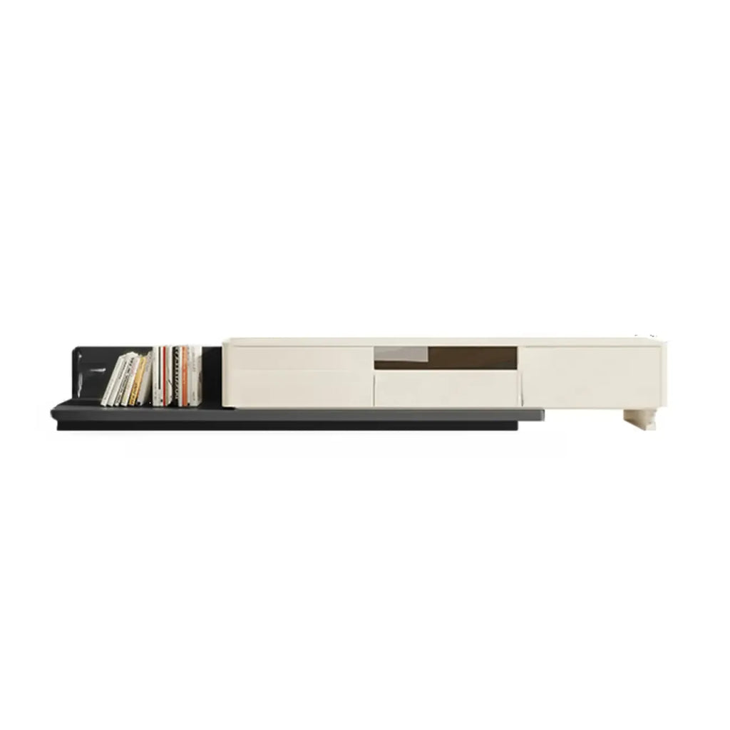 79 Green-White Wood Rectangle Cabinet TV Stand with Drawers