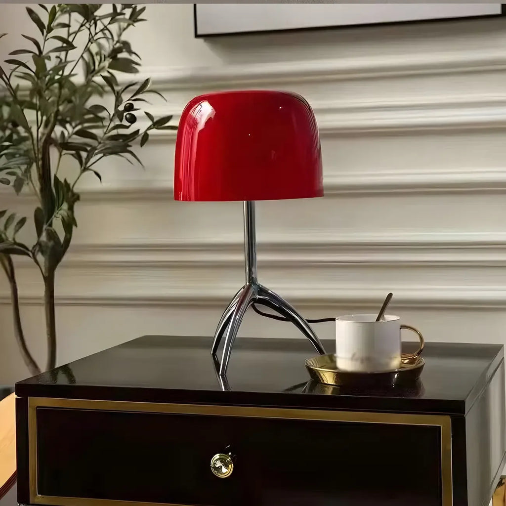 Yellow Glass Shade Metal Tripod Table Lamp for Living Room