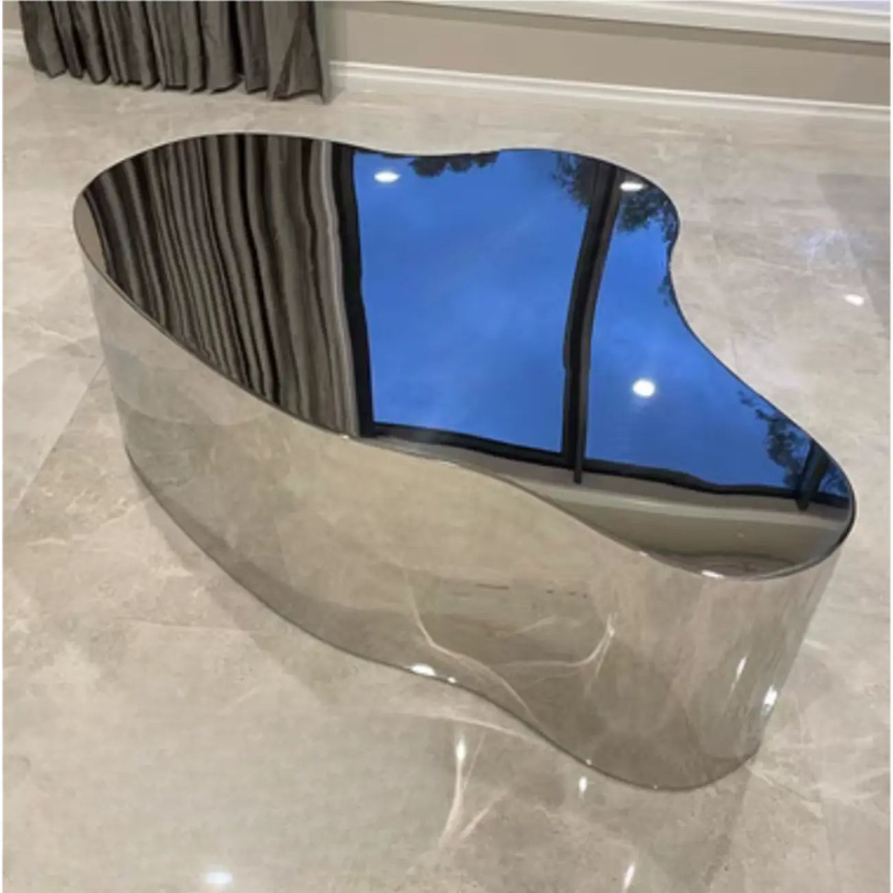 Reflective Modern Silver Metal Coffee Table