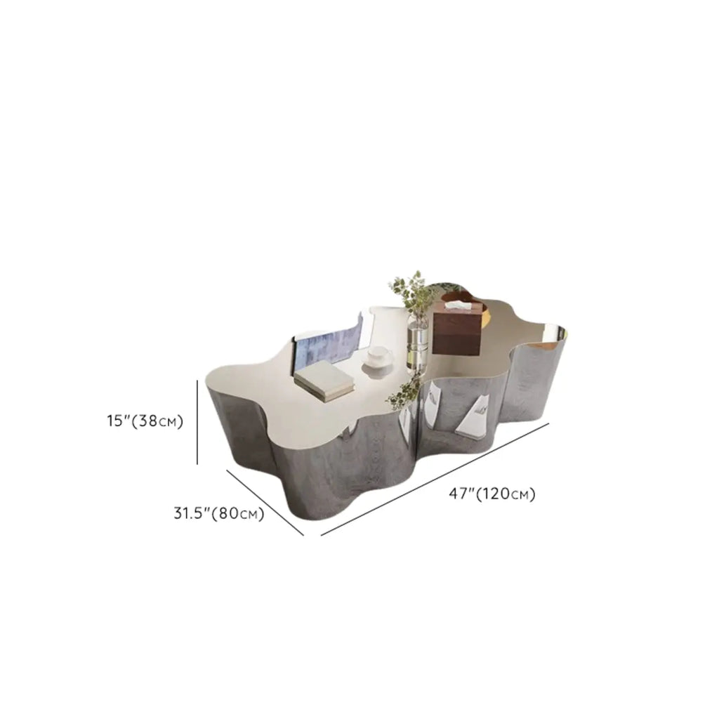 Reflective Modern Silver Metal Coffee Table