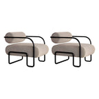 Industrial Leather/Velvet Accent Chair with Metal Frame