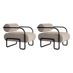 Industrial Leather/Velvet Accent Chair with Metal Frame