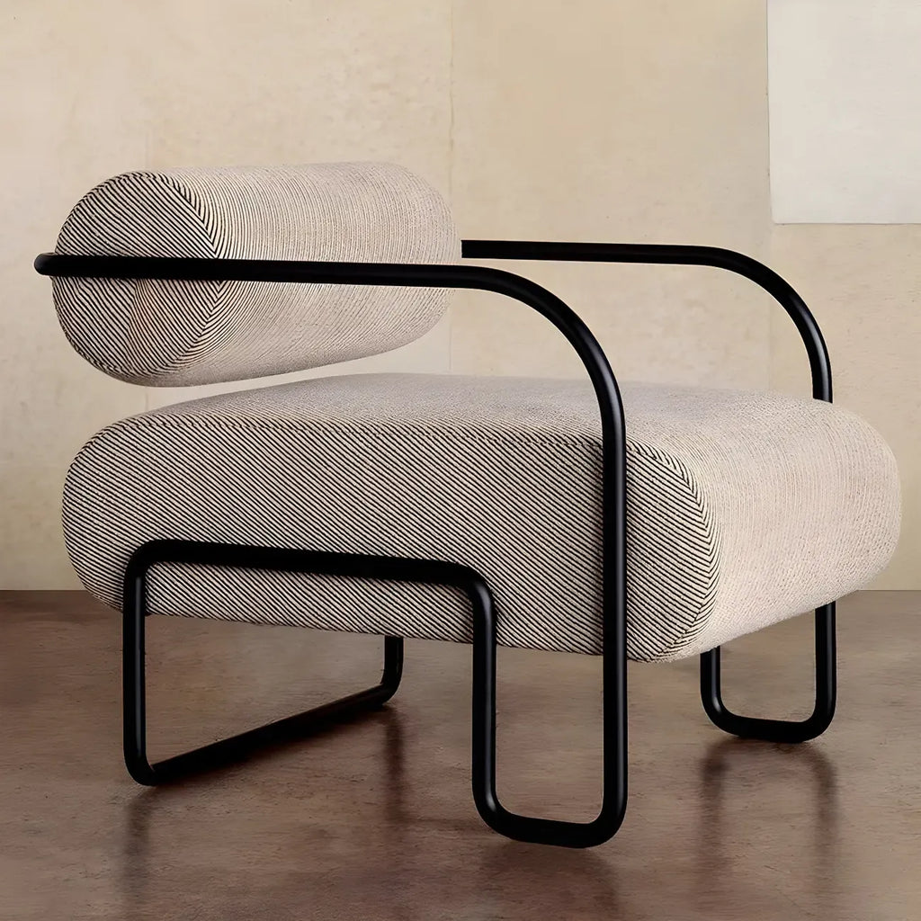 Industrial Leather/Velvet Accent Chair with Metal Frame