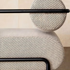 Industrial Leather/Velvet Accent Chair with Metal Frame