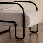 Industrial Leather/Velvet Accent Chair with Metal Frame