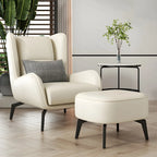 Modern Beige Leather Accent Chair with One Pillow