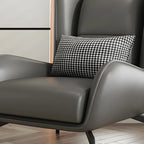 Modern Beige Leather Accent Chair with One Pillow