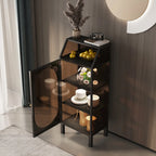 Minimalist Metal Glass Door White China Cabinet