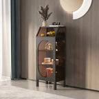 Minimalist Metal Glass Door White China Cabinet
