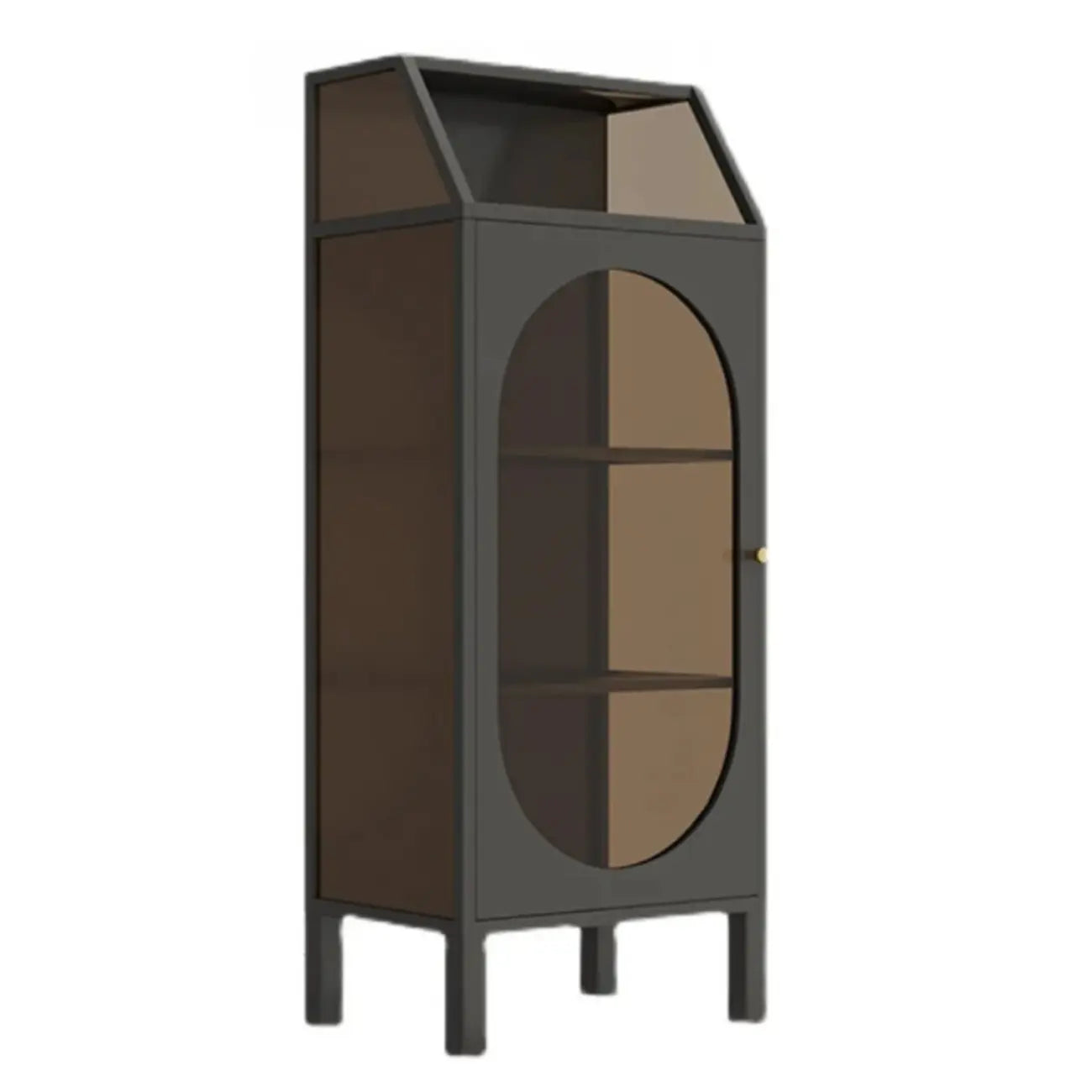 Minimalist Metal Glass Door White China Cabinet