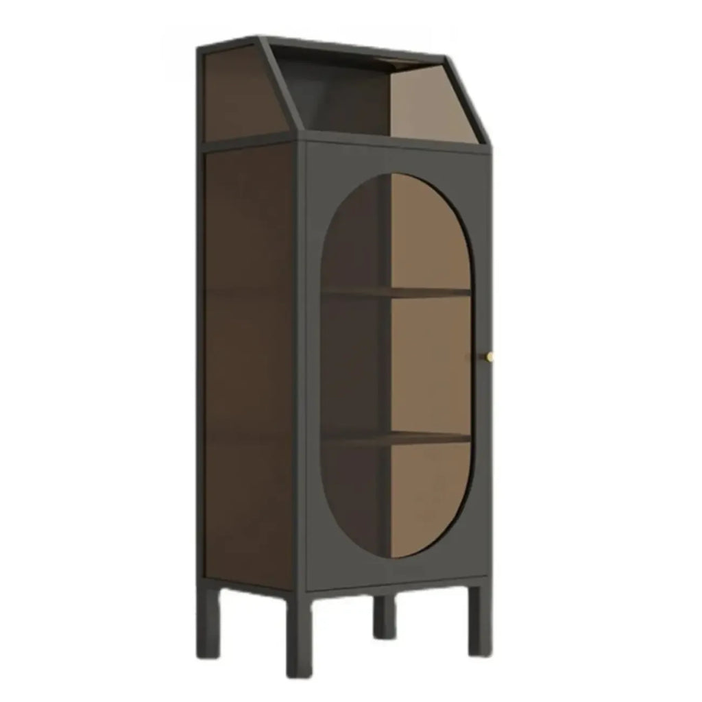 Minimalist Metal Glass Door White China Cabinet