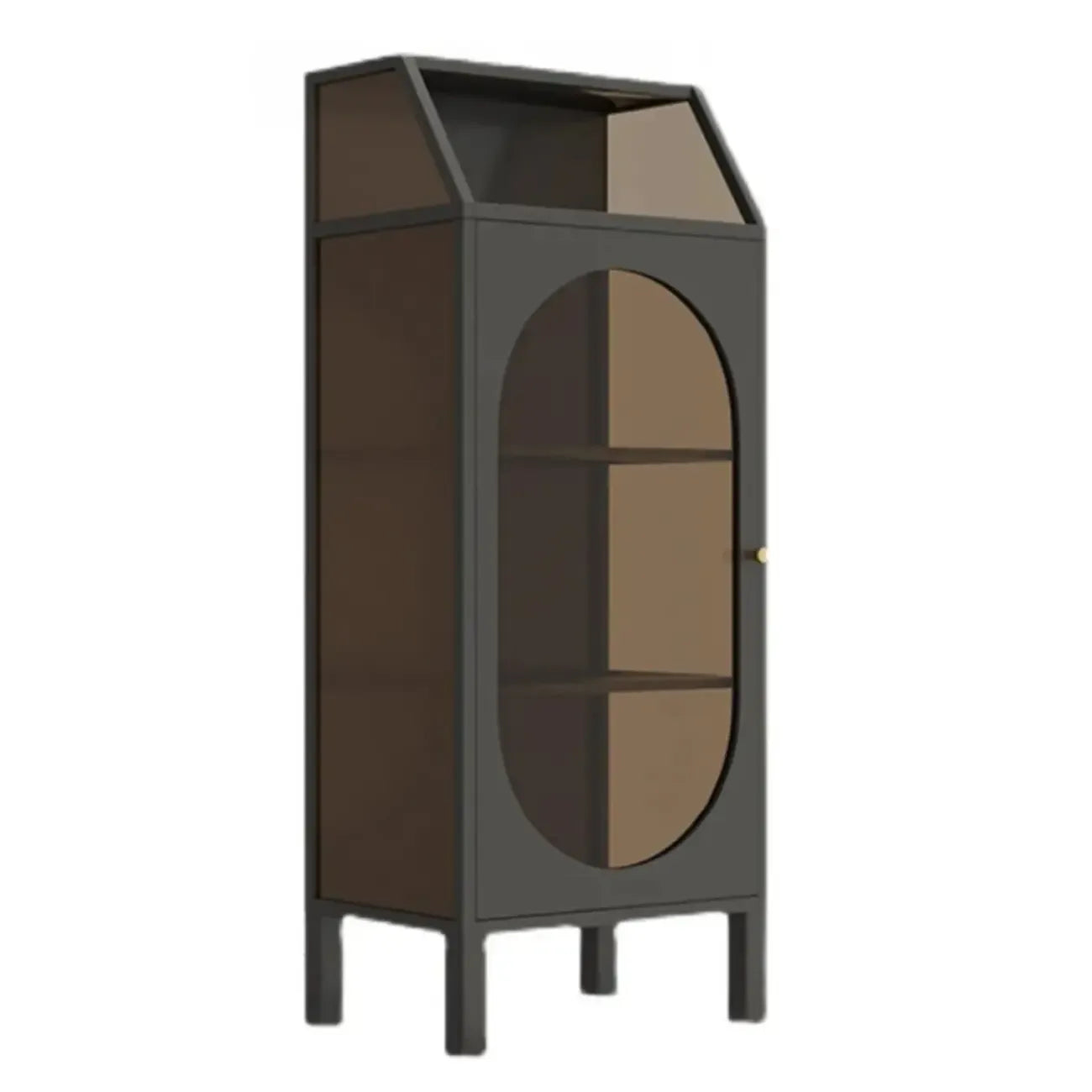 Minimalist Metal Glass Door White China Cabinet