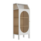 Minimalist Metal Glass Door White China Cabinet