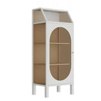 Minimalist Metal Glass Door White China Cabinet