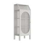 Minimalist Metal Glass Door White China Cabinet
