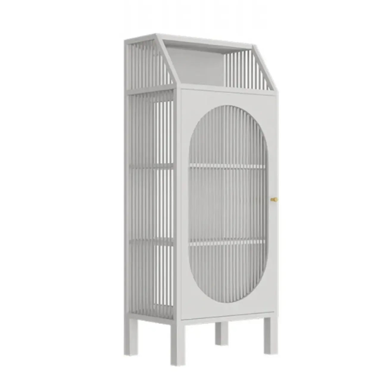 Minimalist Metal Glass Door White China Cabinet
