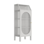 Minimalist Metal Glass Door White China Cabinet
