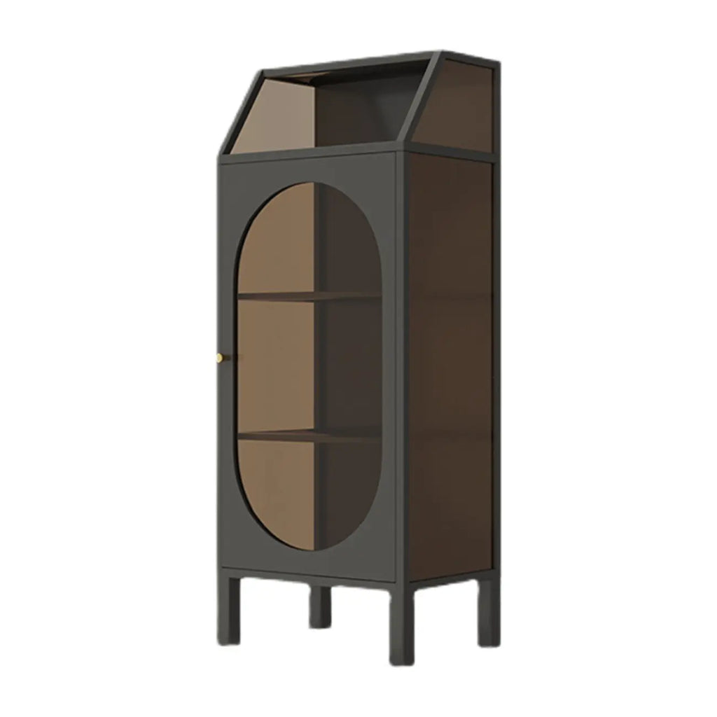 Minimalist Metal Glass Door White China Cabinet