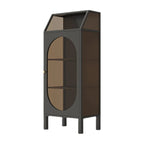Minimalist Metal Glass Door White China Cabinet