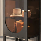 Minimalist Metal Glass Door White China Cabinet
