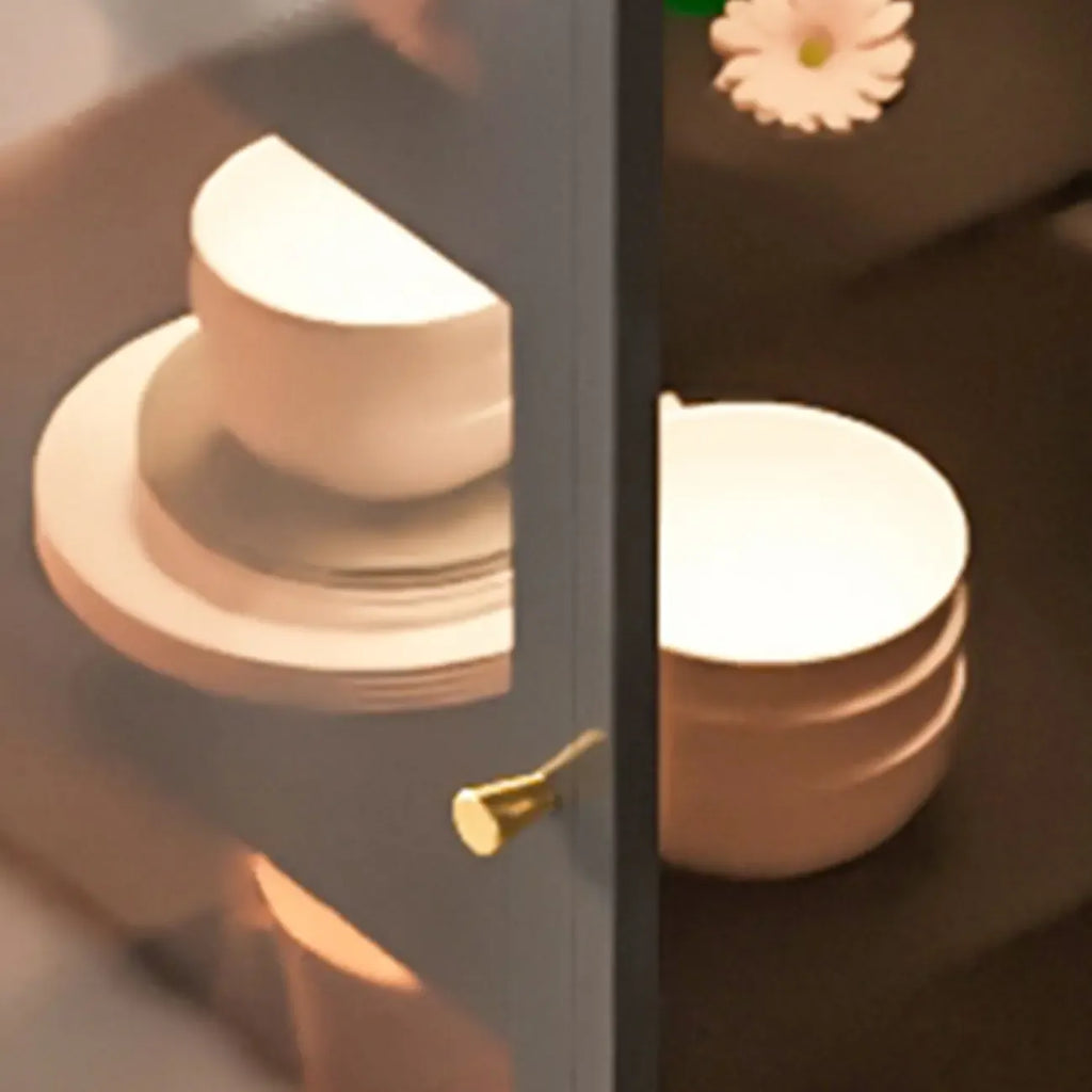 Minimalist Metal Glass Door White China Cabinet