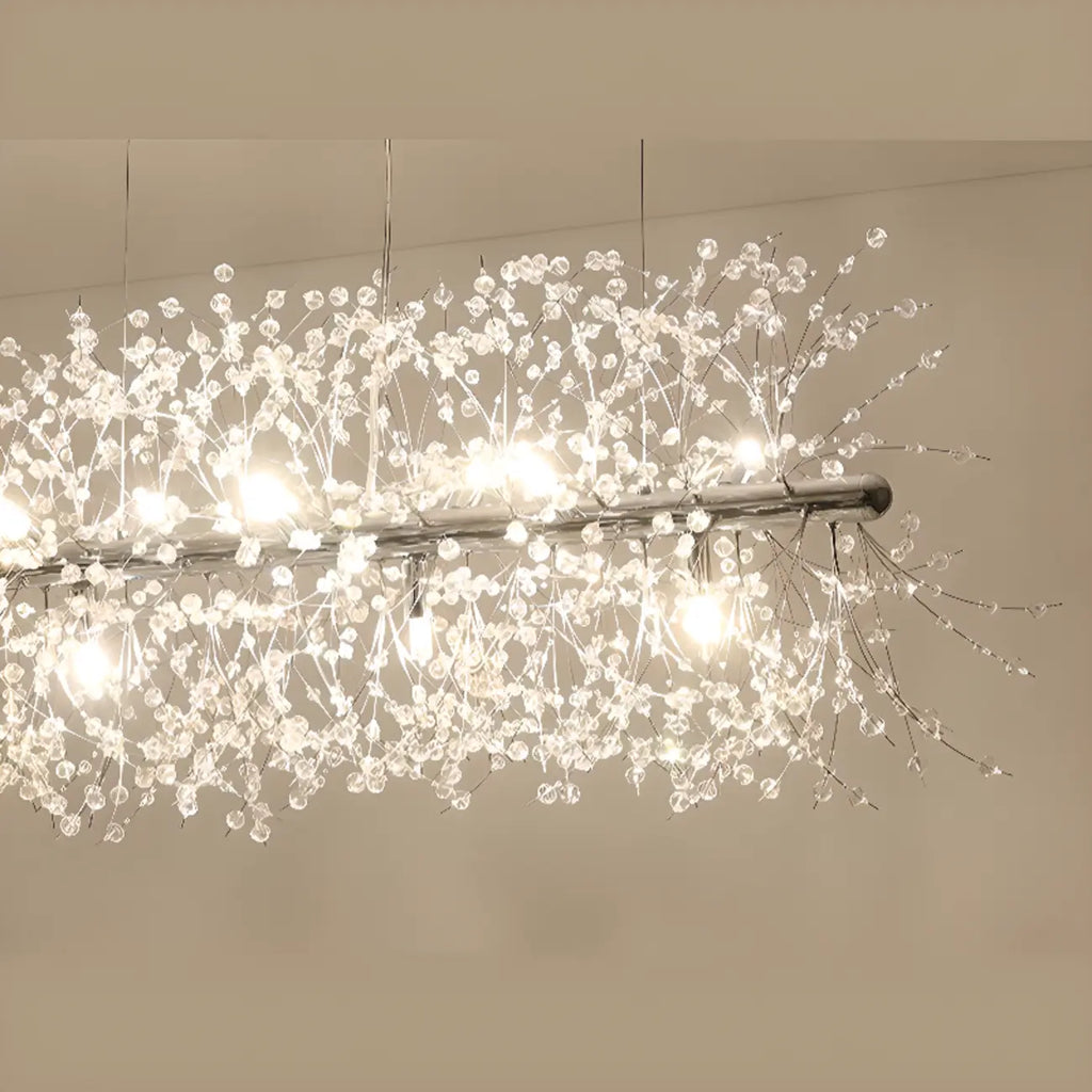 Golden Geometric Crystal Island Light Adjustable Hanging Length