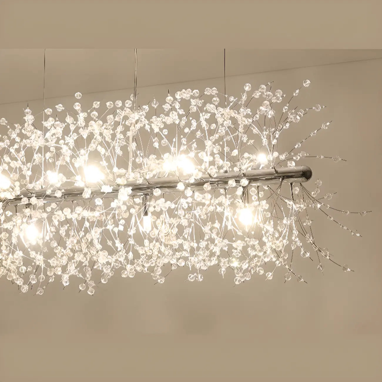 Golden Geometric Crystal Island Light Adjustable Hanging Length