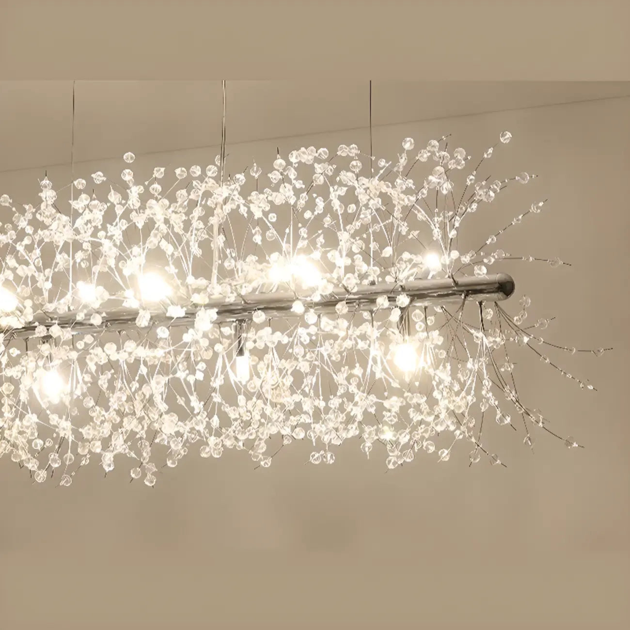 Golden Geometric Crystal Island Light Adjustable Hanging Length