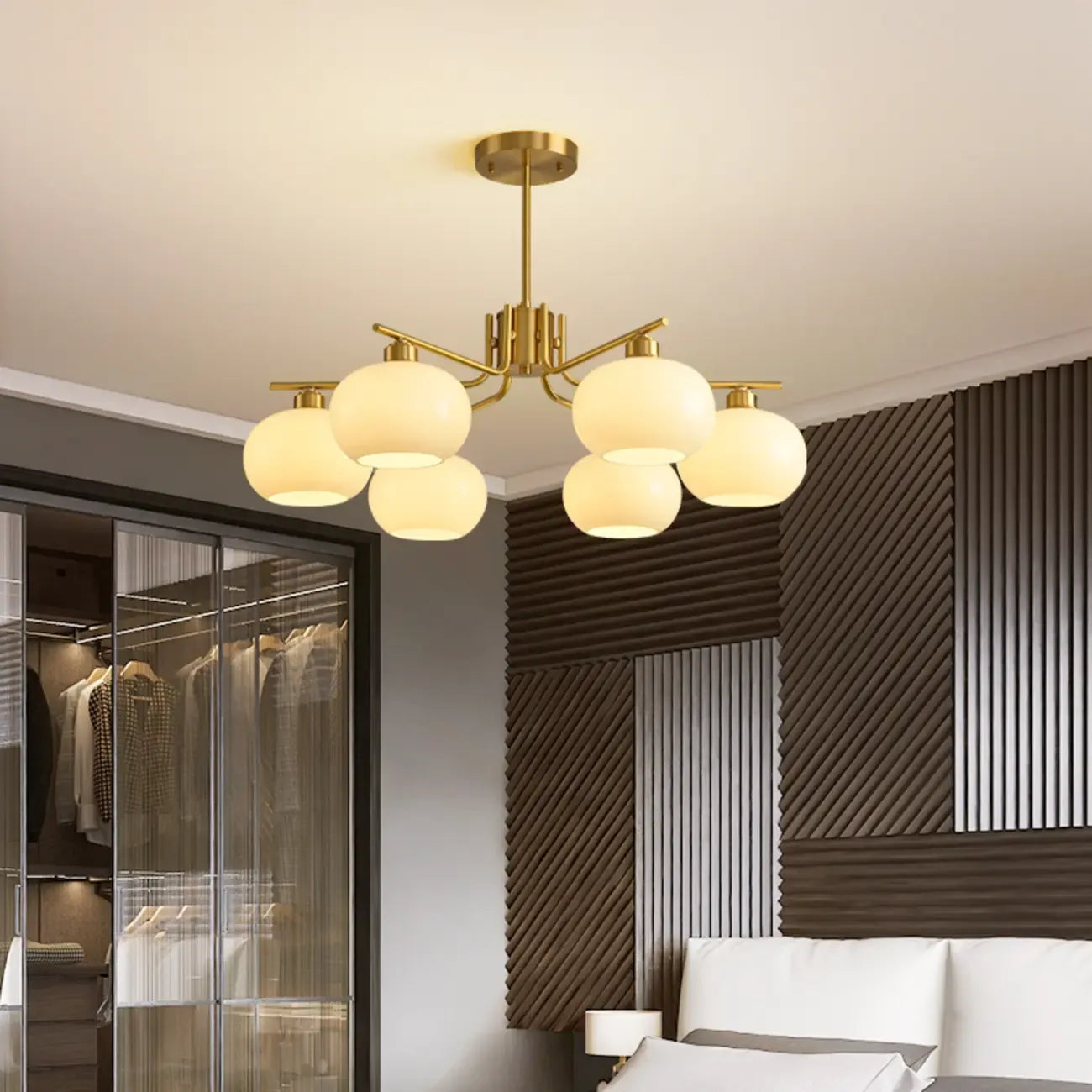 Modern Glass Globe Chandelier Adjustable Hanging Length