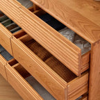 63 L Horizontal Wooden Brown Triple Dresser with 9 Drawers