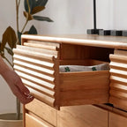 63 L Horizontal Wooden Brown Triple Dresser with 9 Drawers