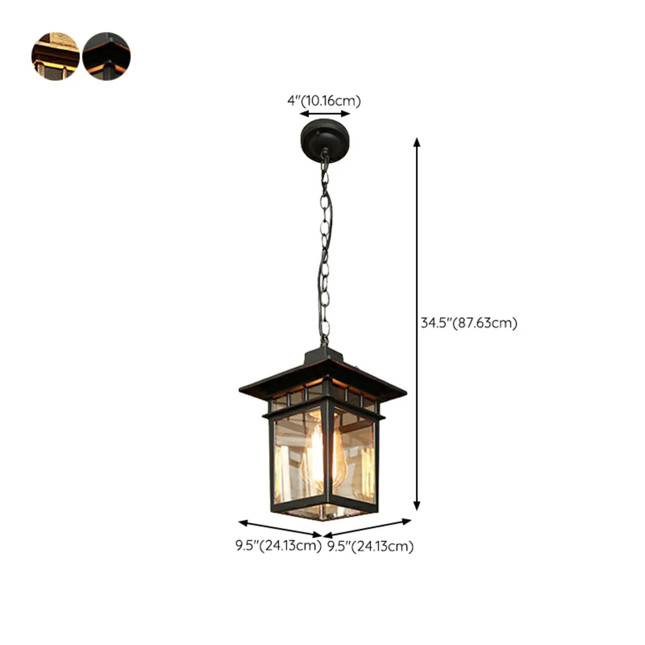 Retro Black Metal Hanging Pendant Lamp for Outdoor Use
