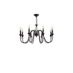 Vintage Black Metal Candlestick Crystal Chandelier