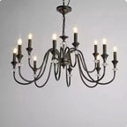 Vintage Black Metal Candlestick Crystal Chandelier