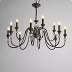 Vintage Black Metal Candlestick Crystal Chandelier