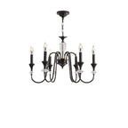 Vintage Black Metal Candlestick Crystal Chandelier