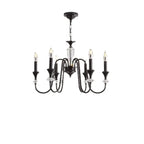 Vintage Black Metal Candlestick Crystal Chandelier