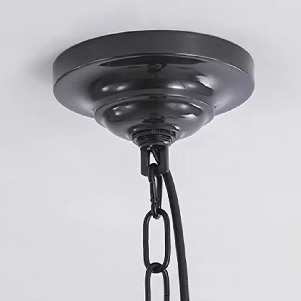 Vintage Black Metal Candlestick Crystal Chandelier
