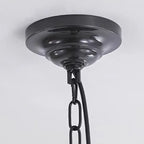 Vintage Black Metal Candlestick Crystal Chandelier