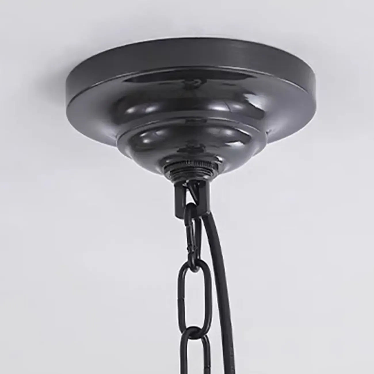Vintage Black Metal Candlestick Crystal Chandelier