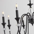 Vintage Black Metal Candlestick Crystal Chandelier