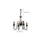 Vintage Black Metal Candlestick Crystal Chandelier