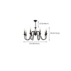 Vintage Black Metal Candlestick Crystal Chandelier