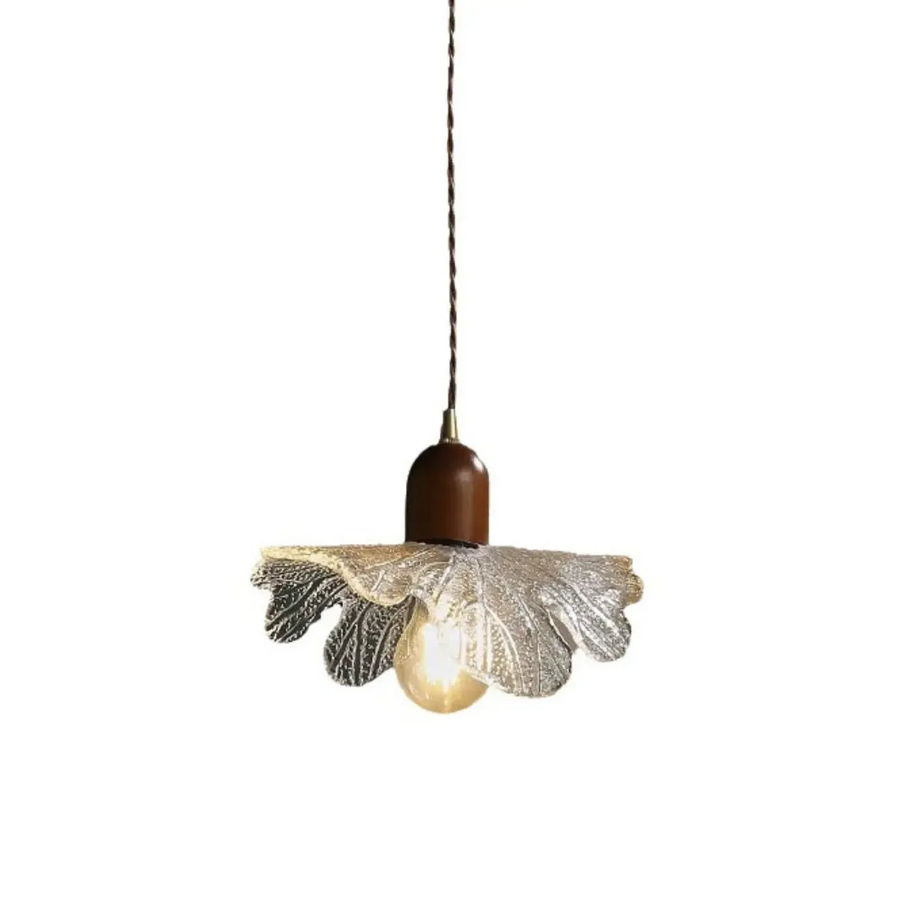 Vintage Leaf Textured Clear Glass Pendant Lamp for Living Room
