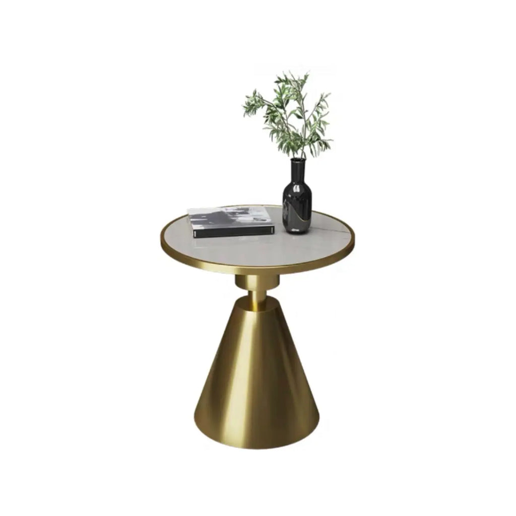 Stylish Sintered Stone Pedestal End Table for Living Room