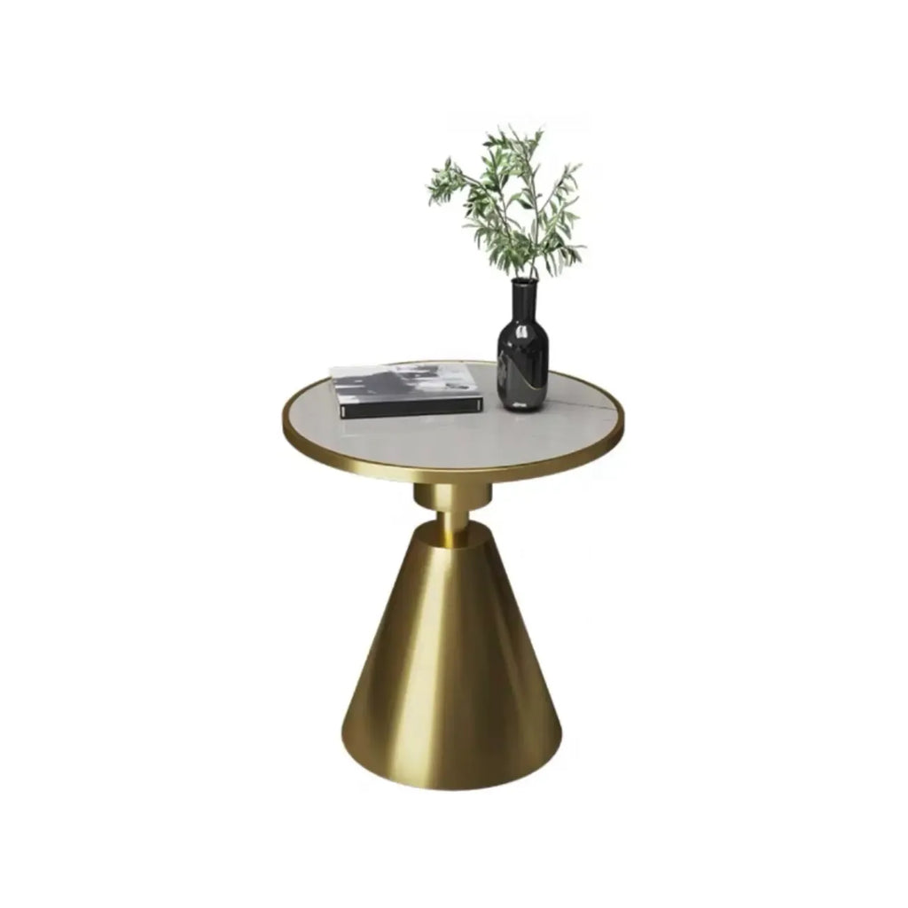 Stylish Sintered Stone Pedestal End Table for Living Room