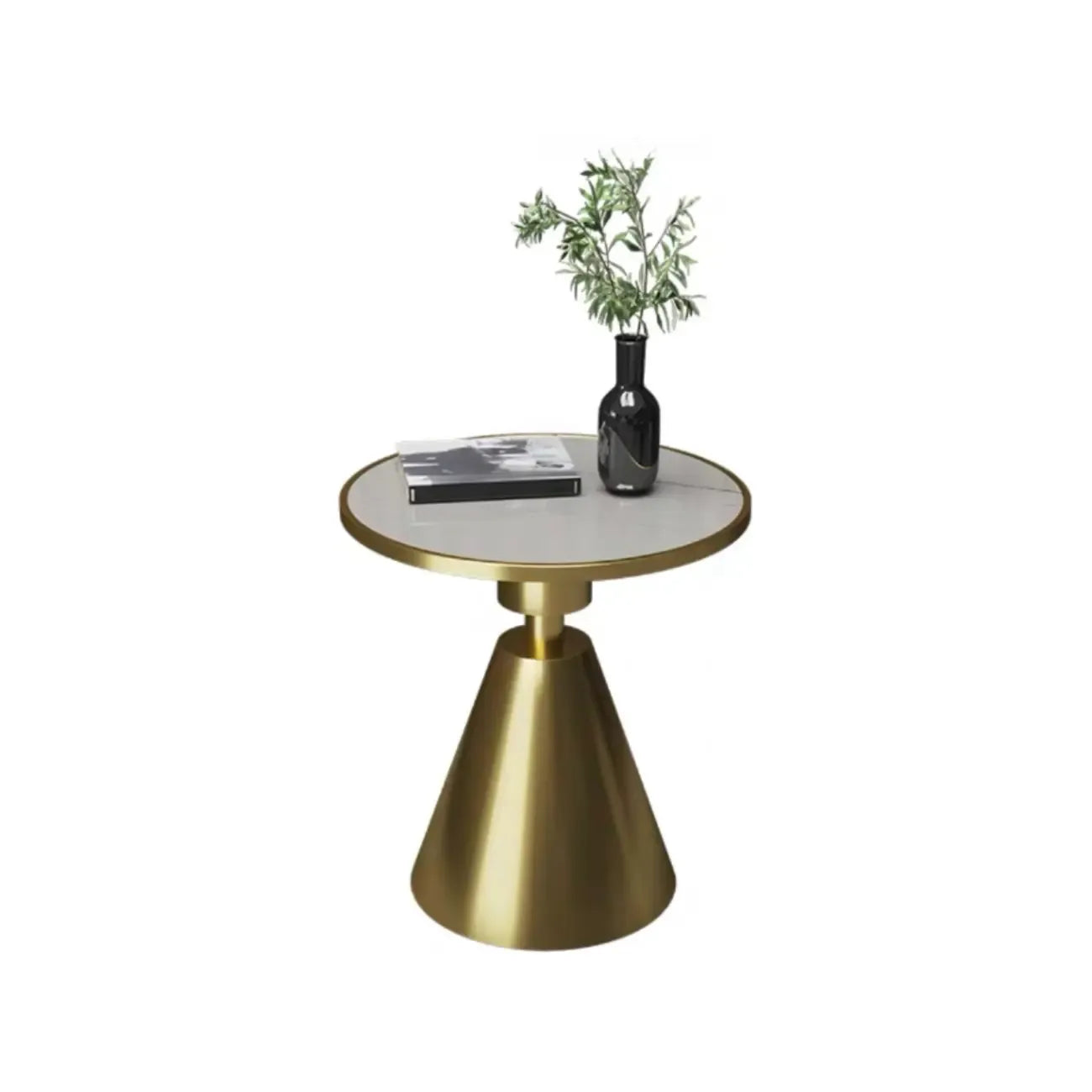 Stylish Sintered Stone Pedestal End Table for Living Room